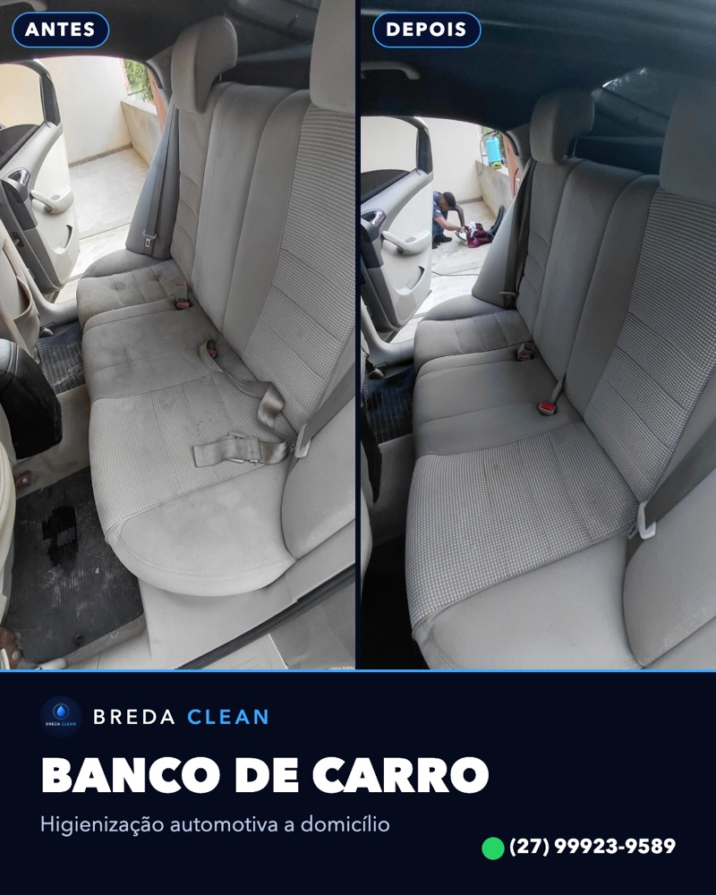 Banco de carro antes e depois